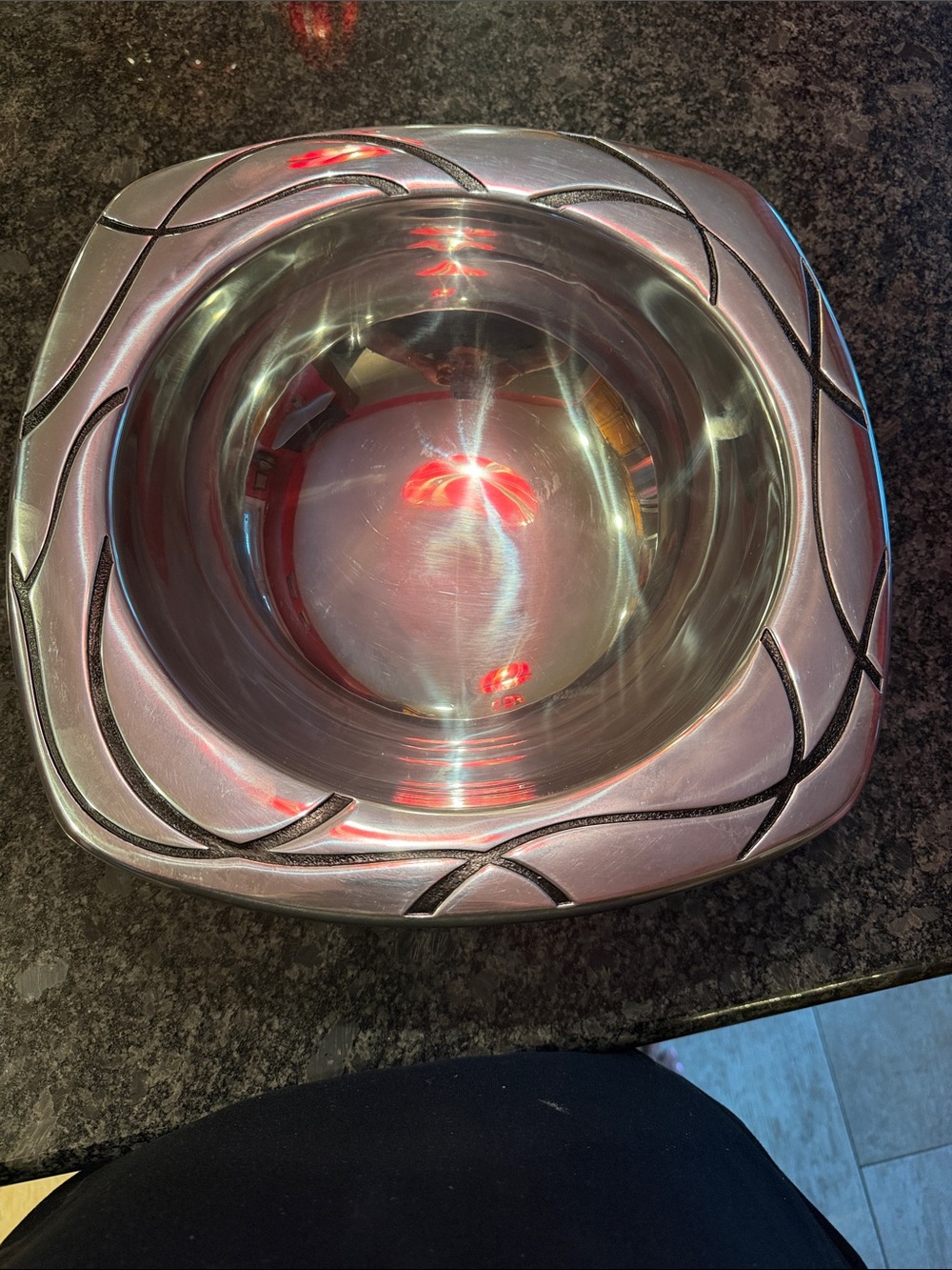 Lenox Vibe polished aluminum metal salad bowl